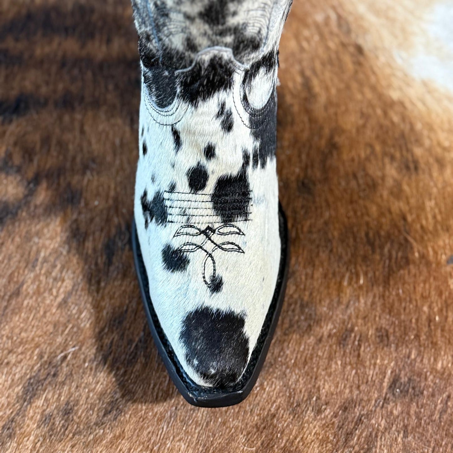 858 CP PELO MORO Womens Tall Elegant Hair On Hide Western Cowgirl Boot Snip Toe Block Heel