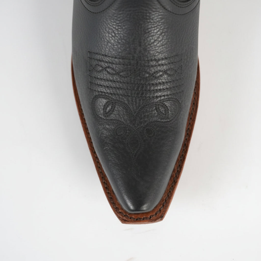 DALLAS NEGRO WOMEN’S BLACK LEATHER WESTERN BOOTS – COWGIRL BOOTS WITH STUD DETAIL
