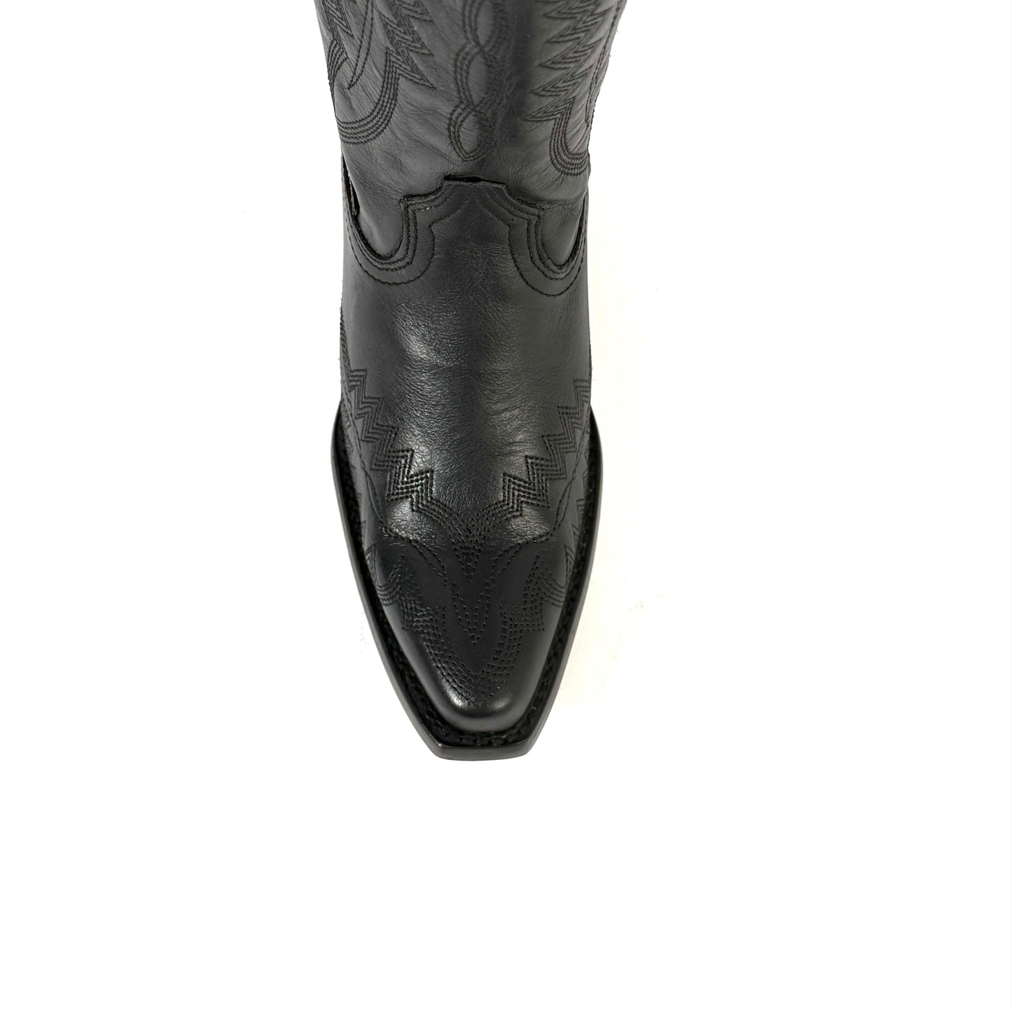 858 Full Black Tall Western Cowgirl Snip Toe Boots Genuine Leather Handmade In Mexico Leather Outsole